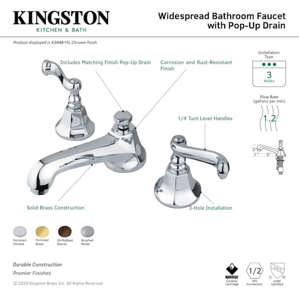 KS4465FL 8 Widespread Bathroom Faucet, Oil Rubbed Bronze